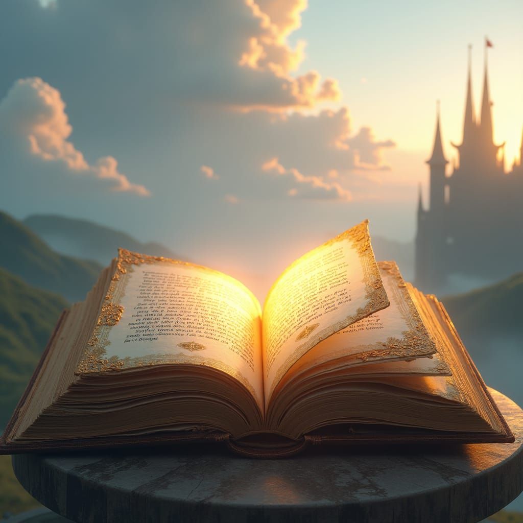 Illuminated Archaic Book with Golden Filigree