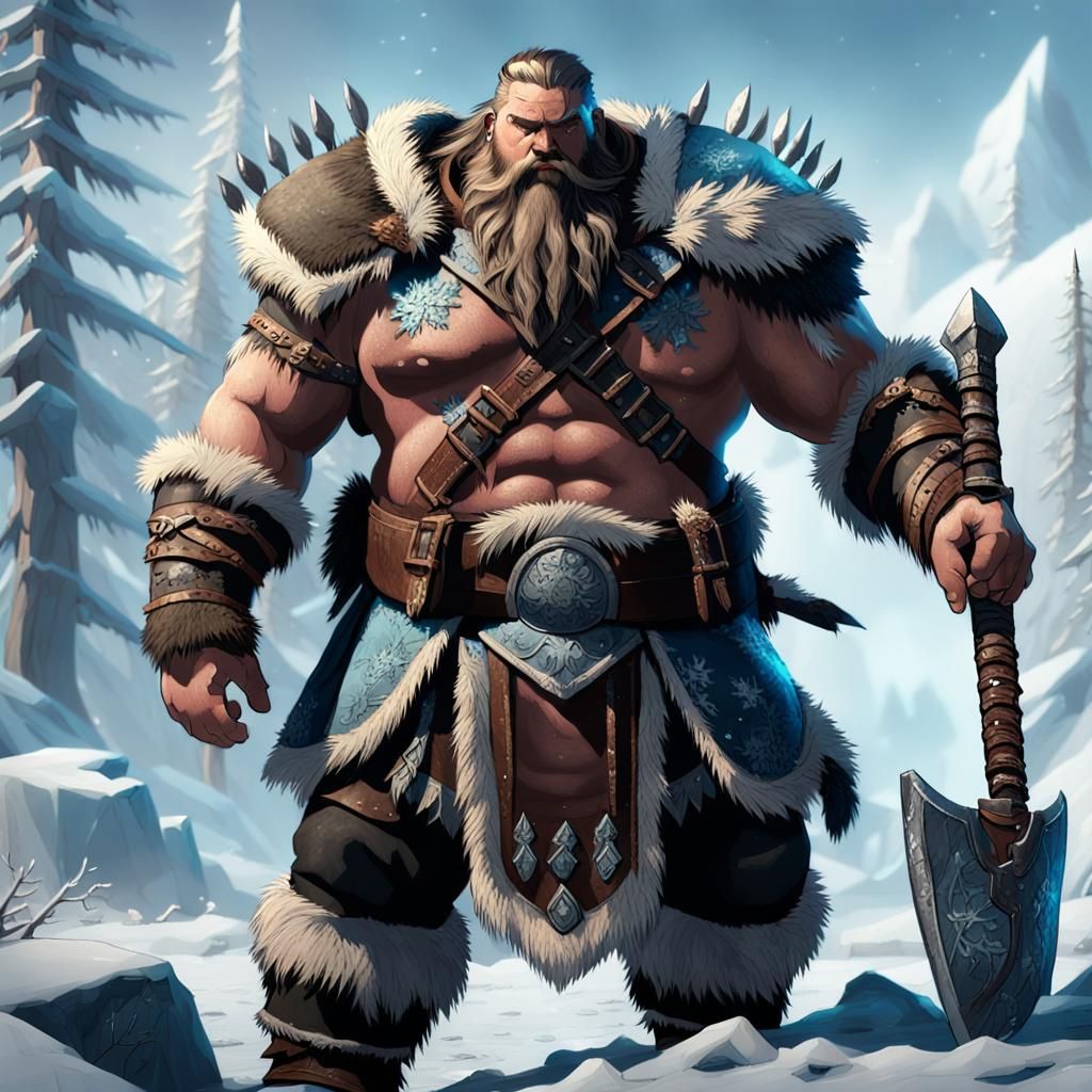 Obese Barbarian in Frozen Tundra Concept Art