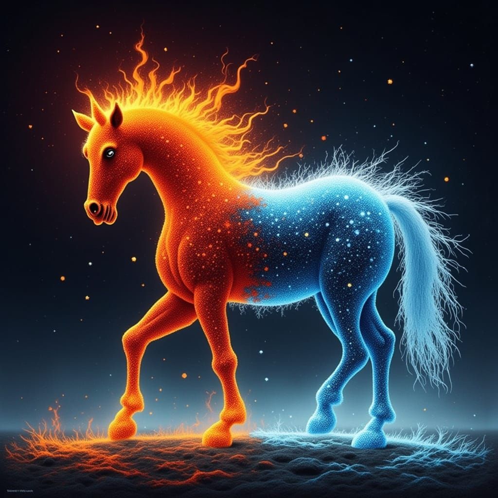 Fire and Ice Horse Elemental Digital Matte Painting