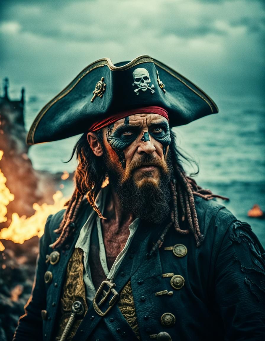 Cinematic Pirate Image with Film Grain Effect