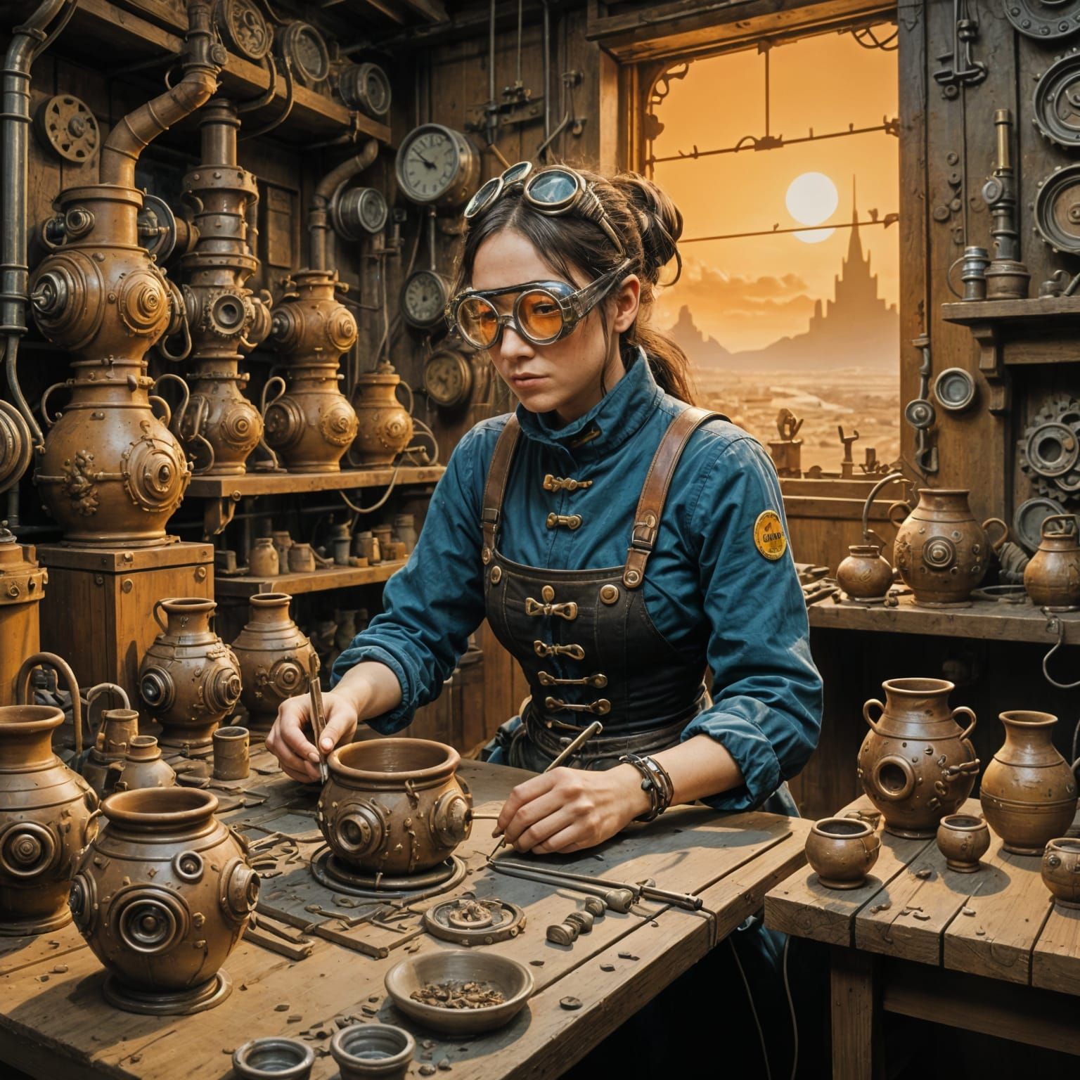 Lady Crafts Steampunk Clay Pots