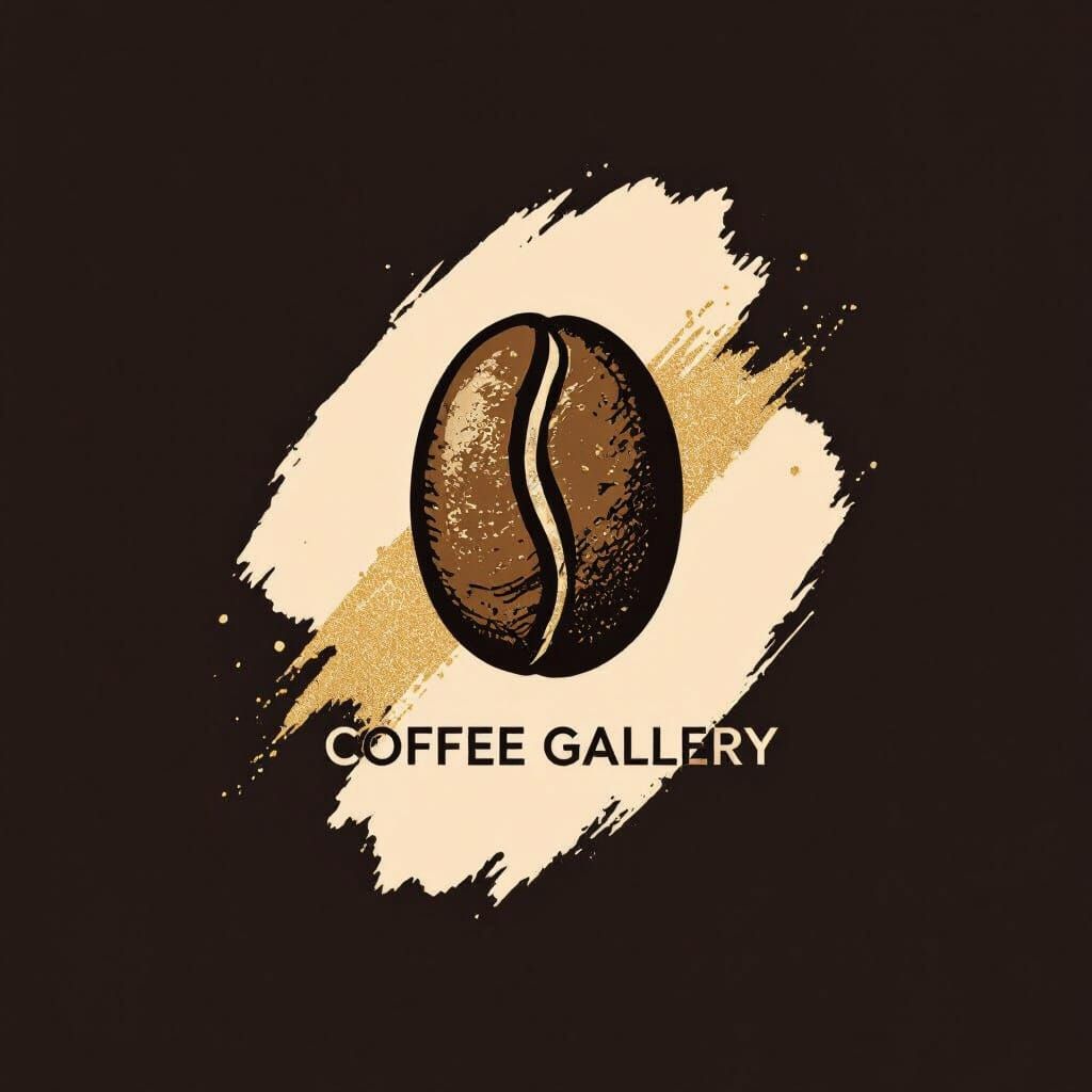 Modern Coffee Bean Logo with Abstract Brushstroke