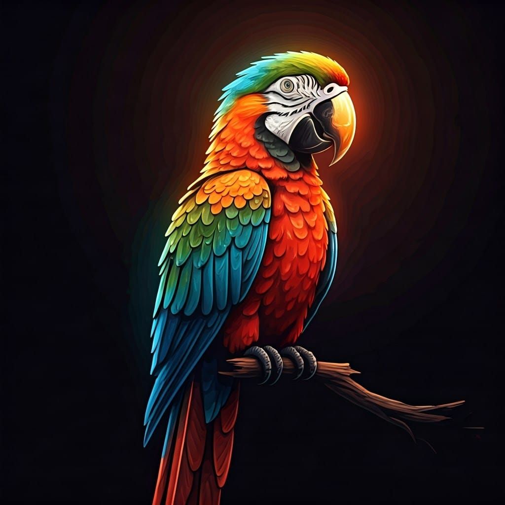 Neon Alphabet Parrot in Comic Book Style