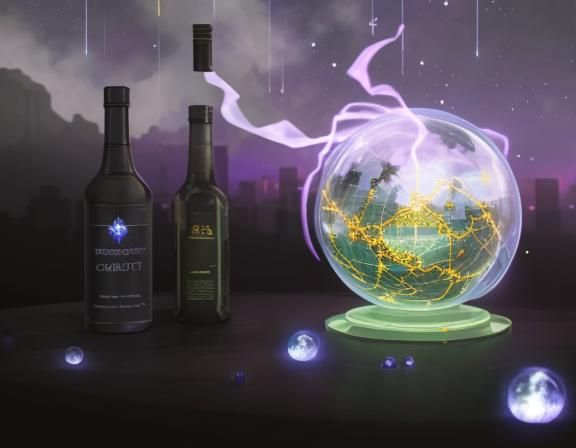 Cyberpunk Alchemist City in Starry Sky