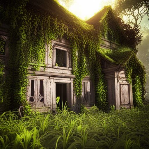 Abandoned House in Vines: Detailed Matte Painting