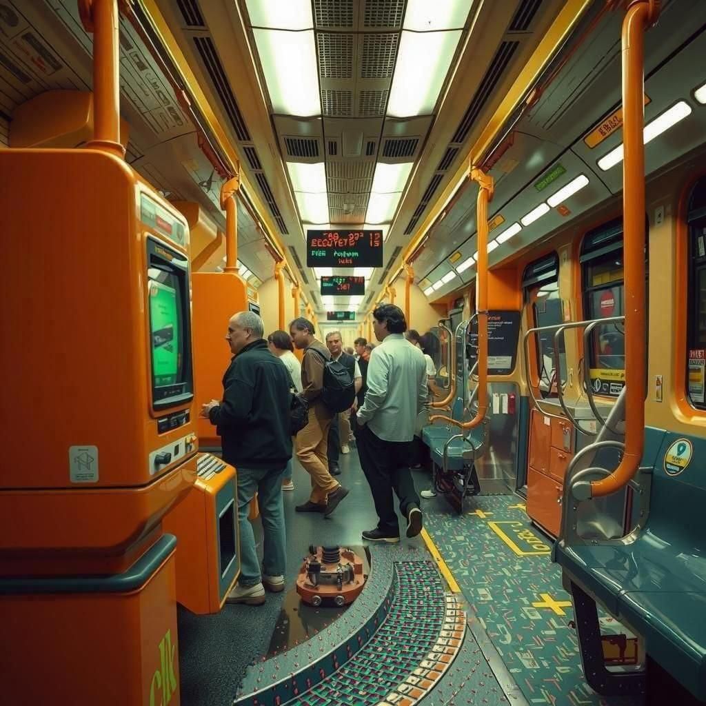 Retro Subway Station with Prosthetic Limbs