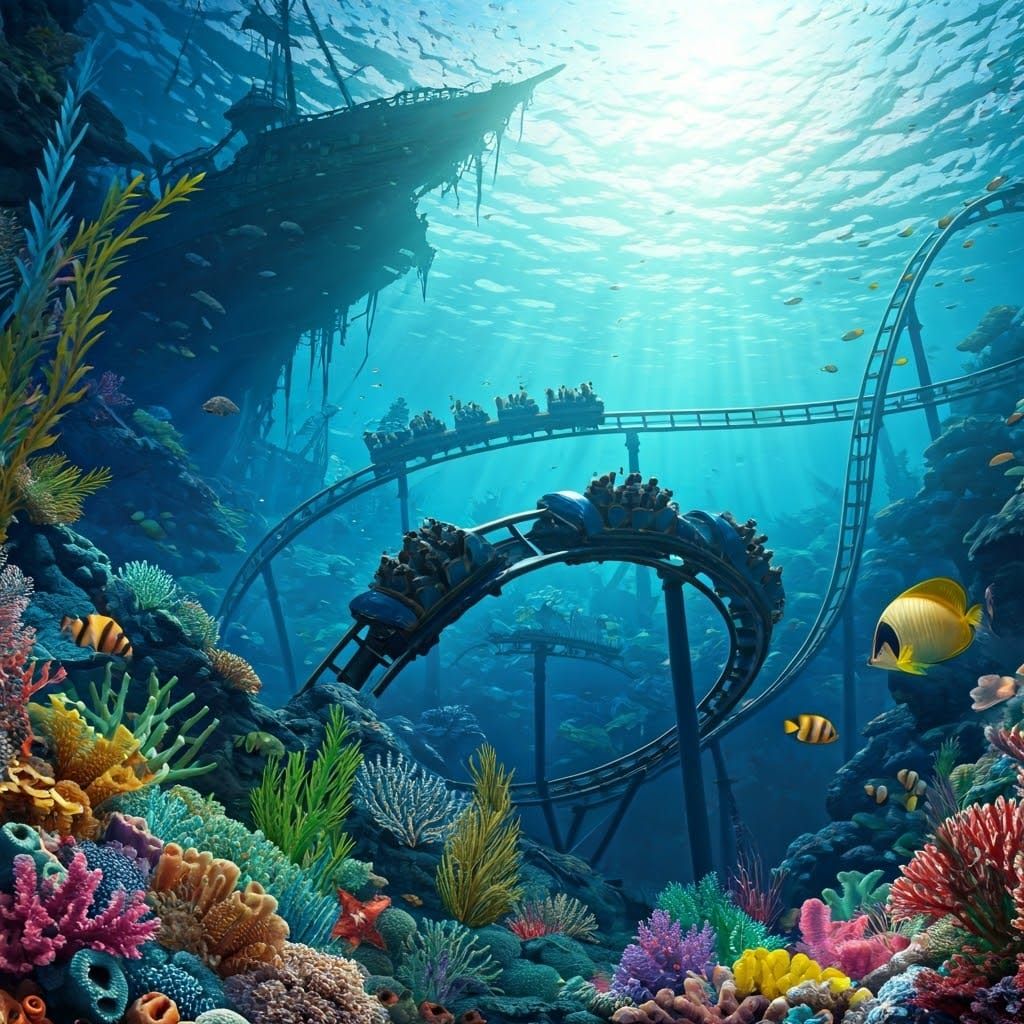 Futuristic Underwater Roller Coaster Adventure
