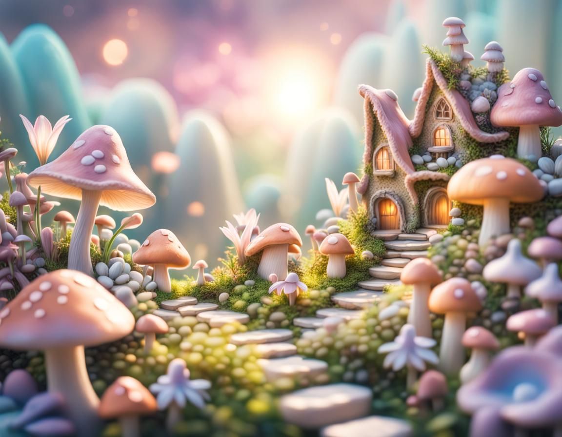 Enchanted Fairy Village in Pastel Colors