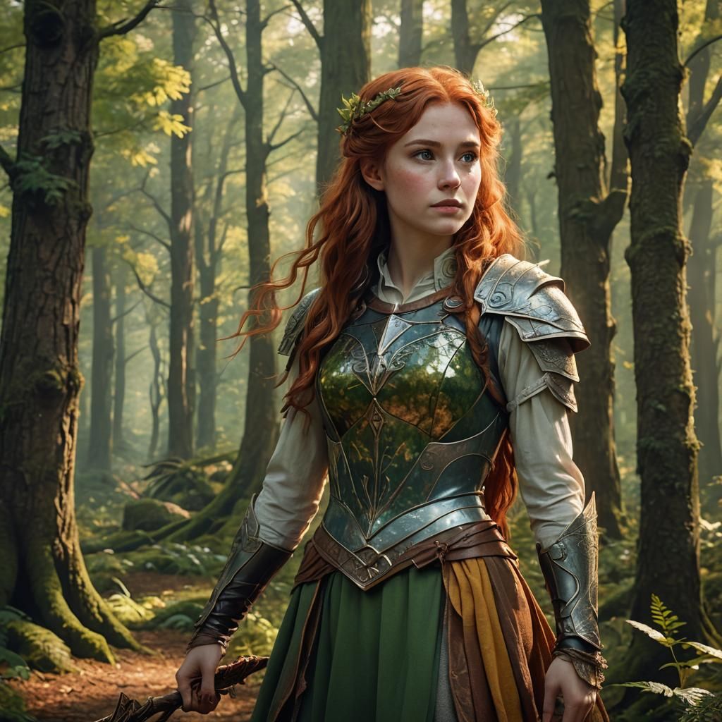 Lyra in Forest: Fantasy Portrait with Warm Colors