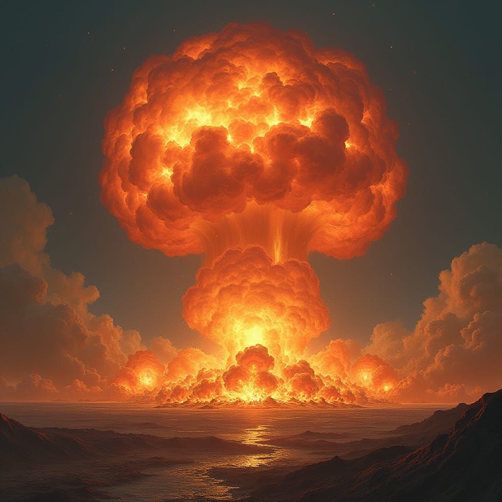 Dramatic Nuclear Explosion in Sci-Fi Style