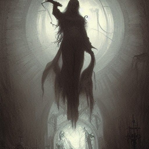 Horror Witchcraft Illustration in Doré Style