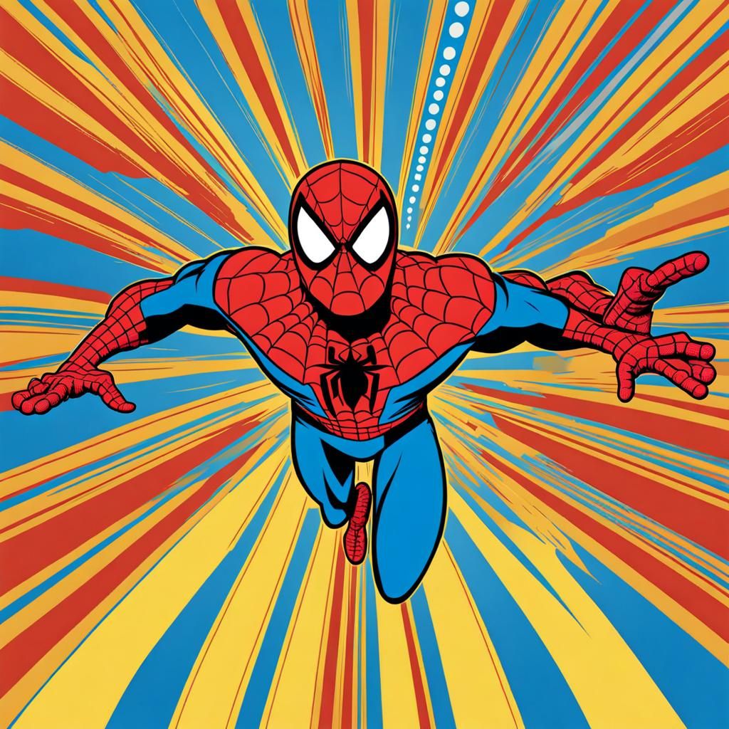 Spider-Man in Pop Art Style with God Rays