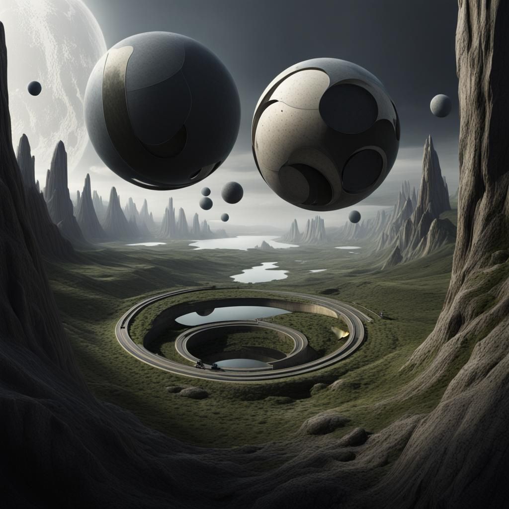 Fantastical Environmental Orbism in Detailed Matte Painting