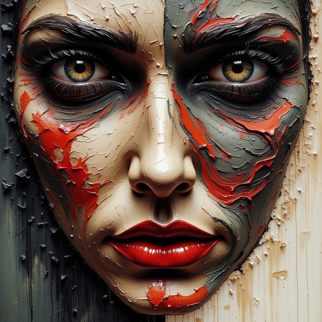 Good vs Evil Cat Portrait in Dystopian Style