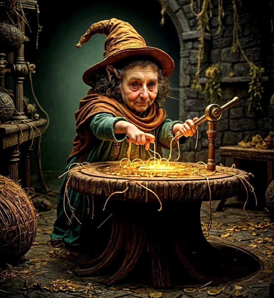 Rumpelstiltskin Spinning Gold: Viewmaster Stereo Image
