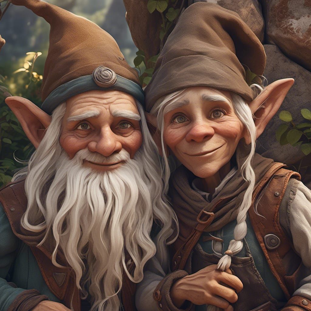 Hyperrealistic Gnome Couple Portrait