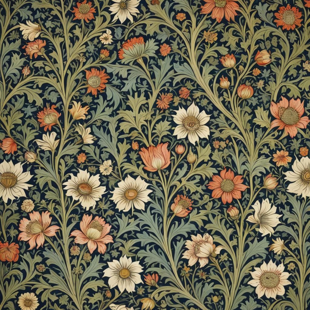 Floral Design in William Morris Style