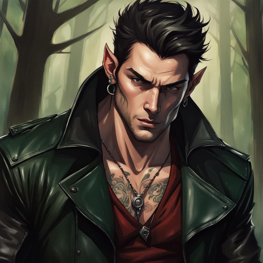 Attractive Dark Elf Rogue Close-Up Portrait