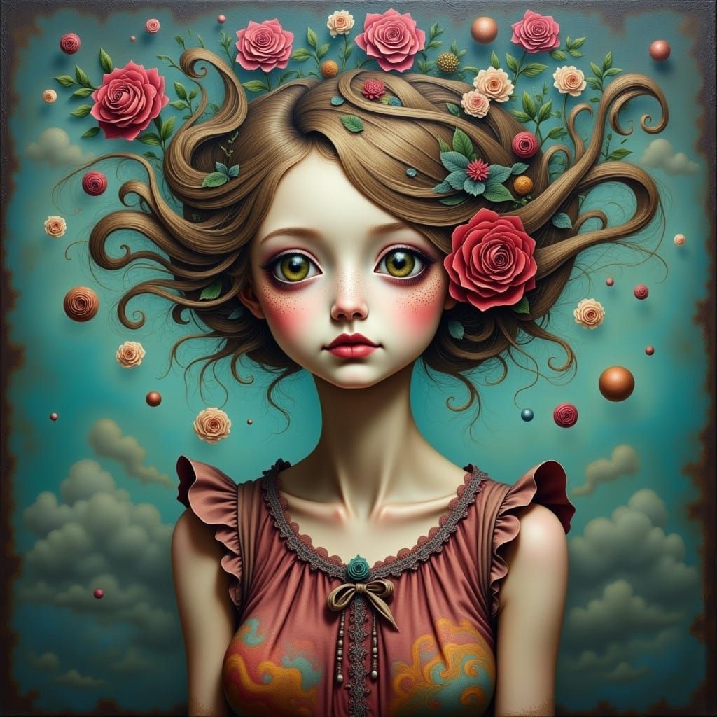 Surreal Unusual Portrait in Mixed Media Style