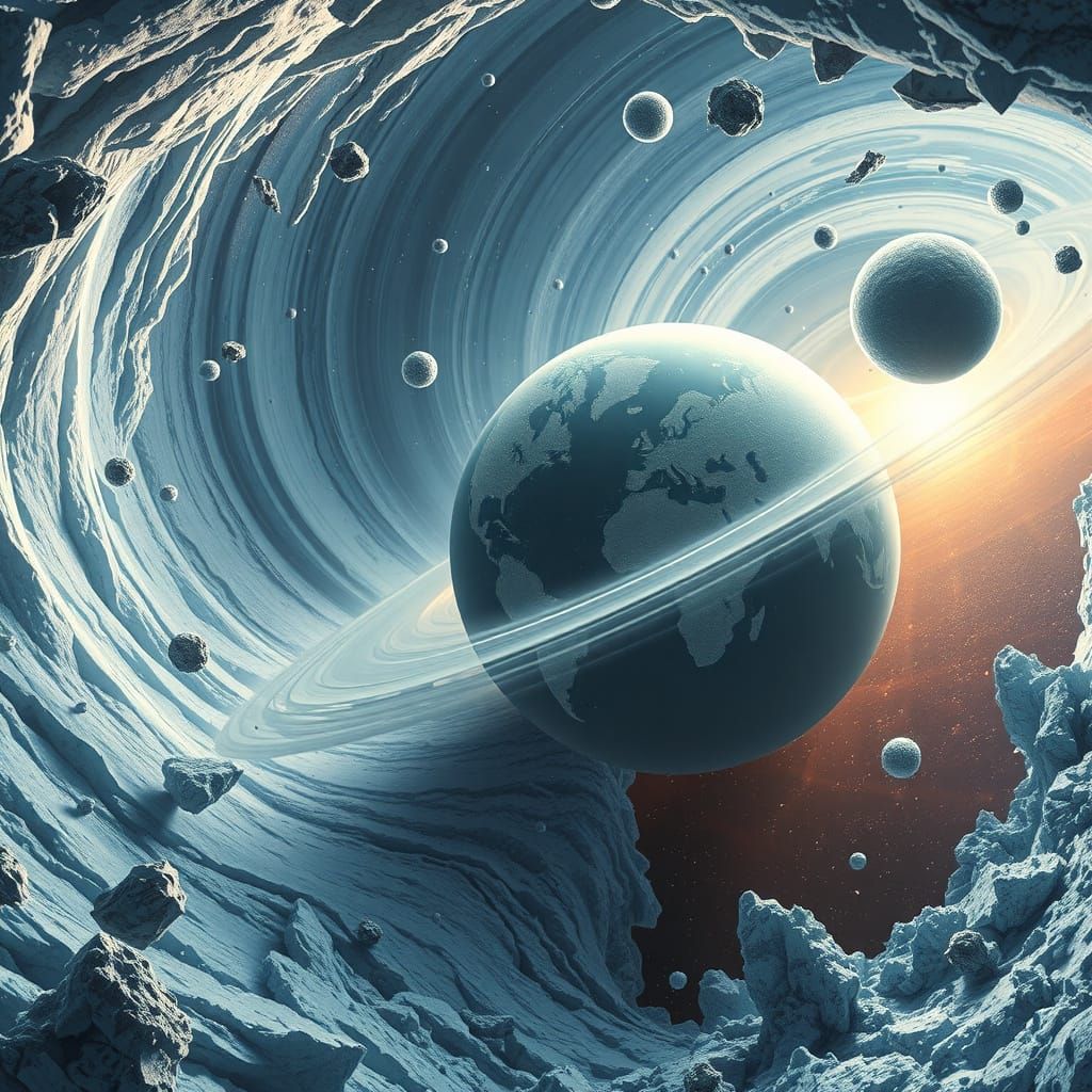 Cosmic Geode Planet in a Swirling Kuiper Belt