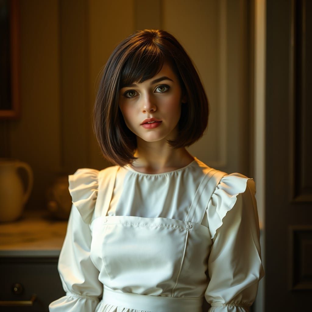 Pre-Raphaelite Maid in Soft Light