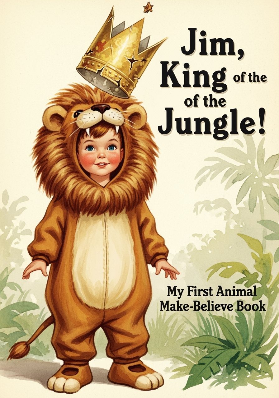 Whimsical Boy in Lion Pajamas with Crown