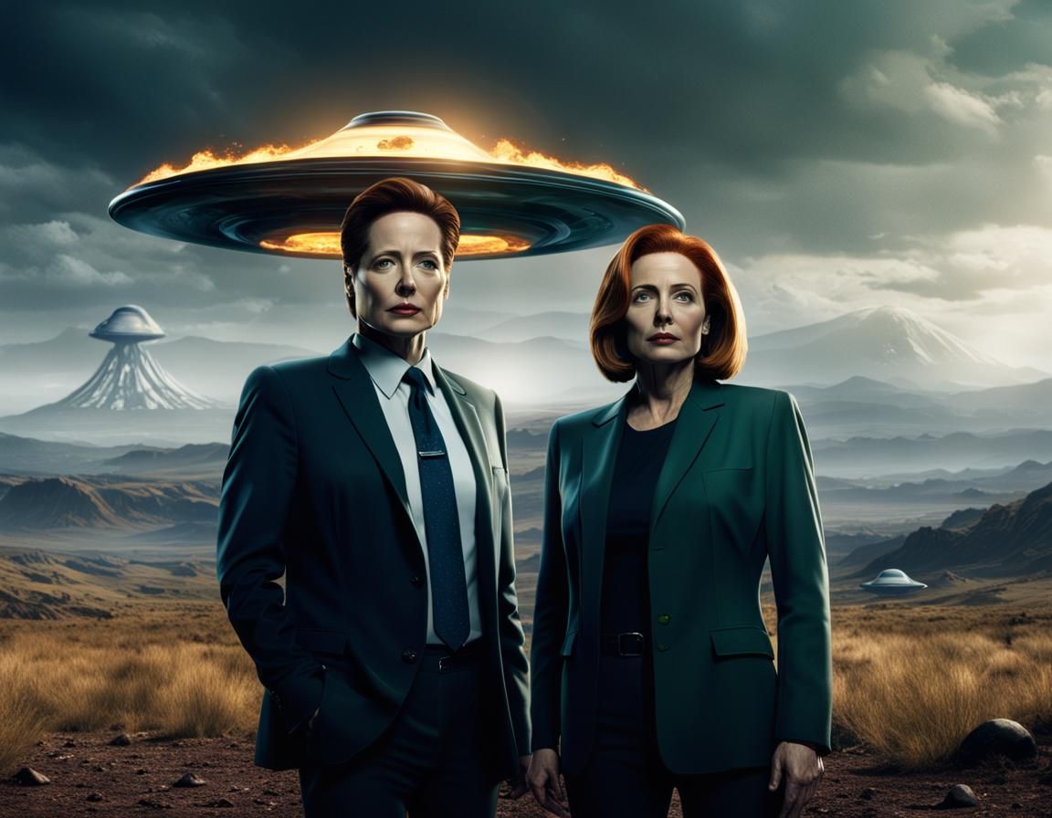 Mulder and Scully Encounter a UFO: Detailed Matte Painting