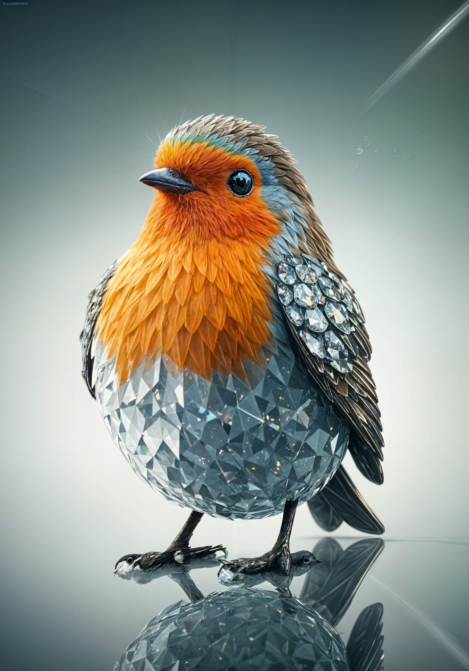 Diamond Robin: A Sparkling 3D Render