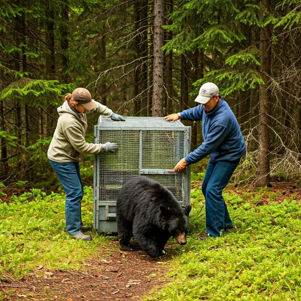 Black Bear's Release: A Naturalistic Wildlife Scene