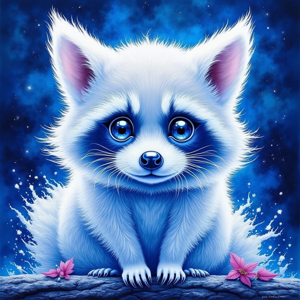 Surreal Autumn Raccoon Ghost in Ethereal Beauty