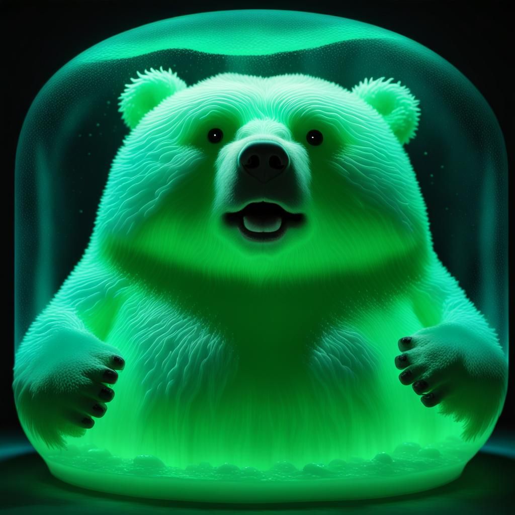 Bioluminescent Bear in Slime Spring: 3D Projection