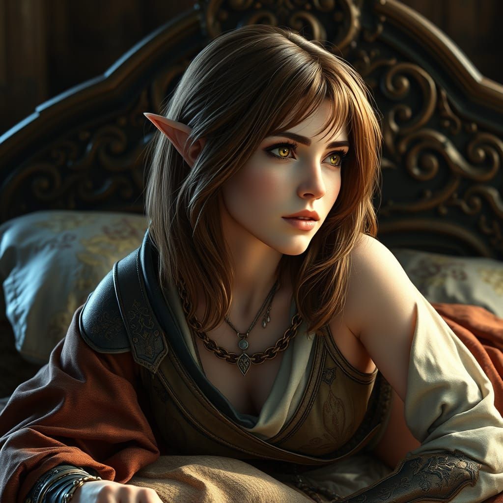 Fantasy Half-Elf Artificer Portrait in Ornate Style