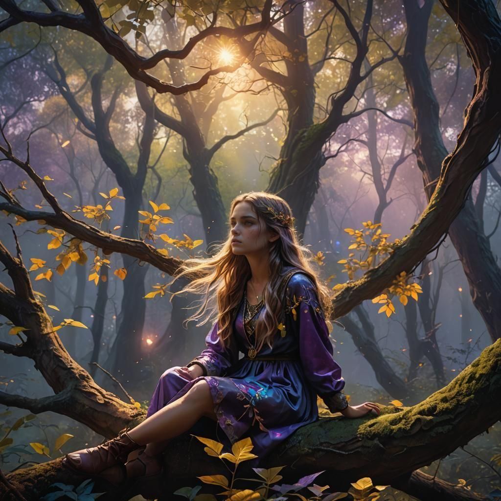 Fantastical Alone Girl in Detailed Matte Painting