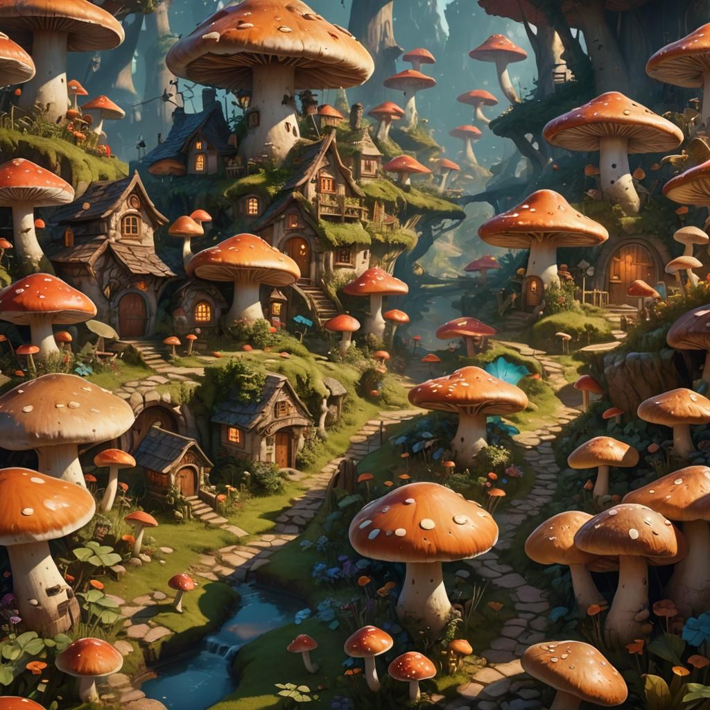 Mushroom Village Concept Art in Unreal Engine