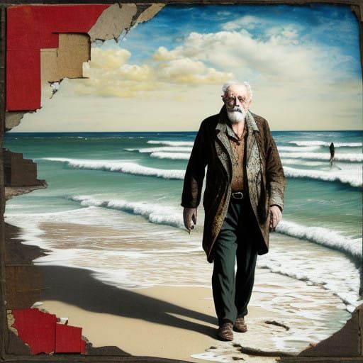 Weathered Gentleman Takes a Leisurely Stroll Along the Coast...