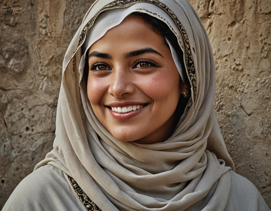 Portrait of Beautiful Woman in Abaya with a Smile