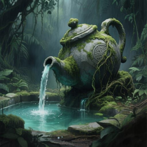 Ancient Jungle Teapot Spring as Epic Concept Art