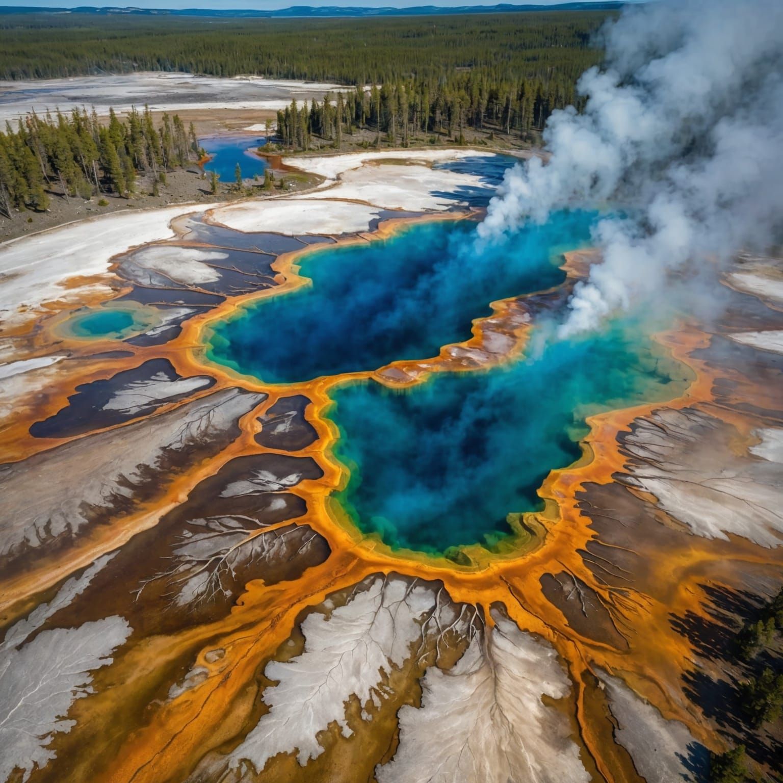 Yellowstone Geothermal Pools in Impressionist HDR Style