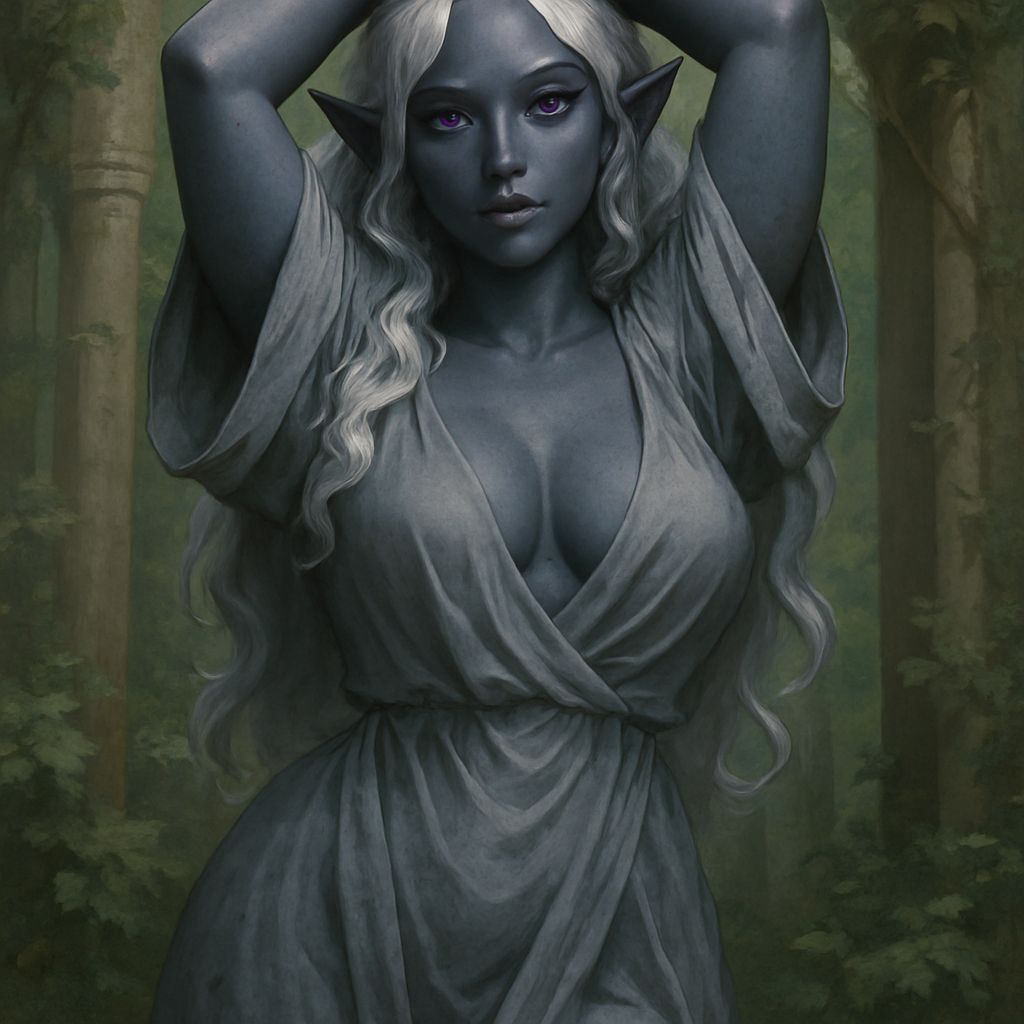 Voluptuous Drow Elf Maiden Portrait