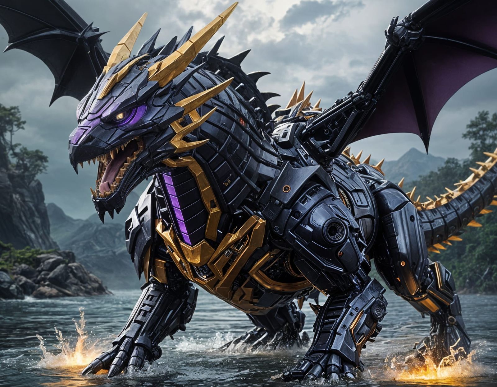 Mechanical Dragon Emerges: Sci-Fi Cinematic Still