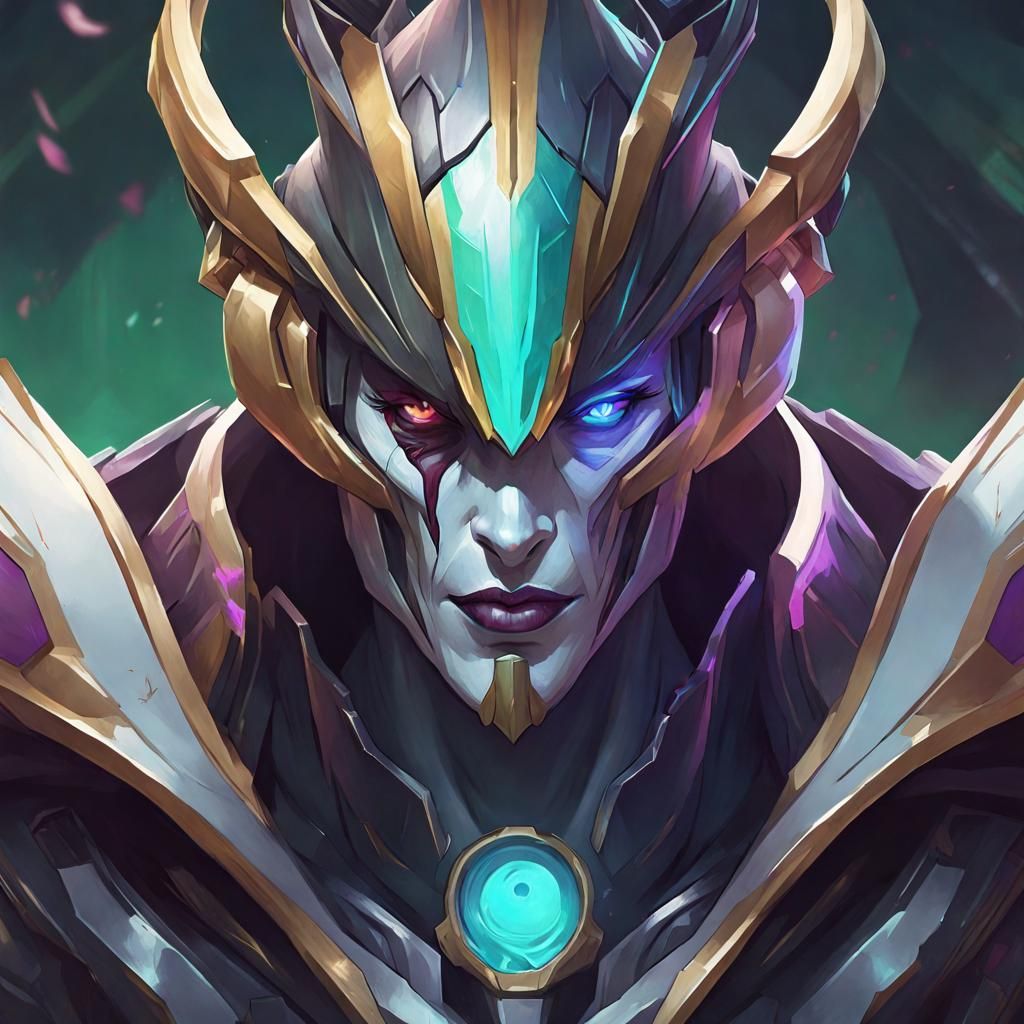 Urgoth and Jhin Fusion Portrait in Artgerm Style