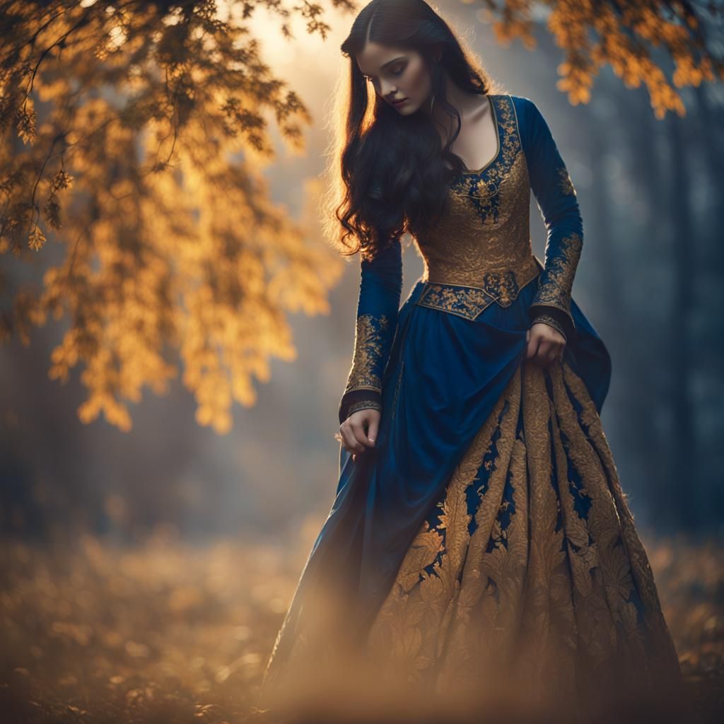 Medieval Lady in Misty Forest: Cinematic Portrait