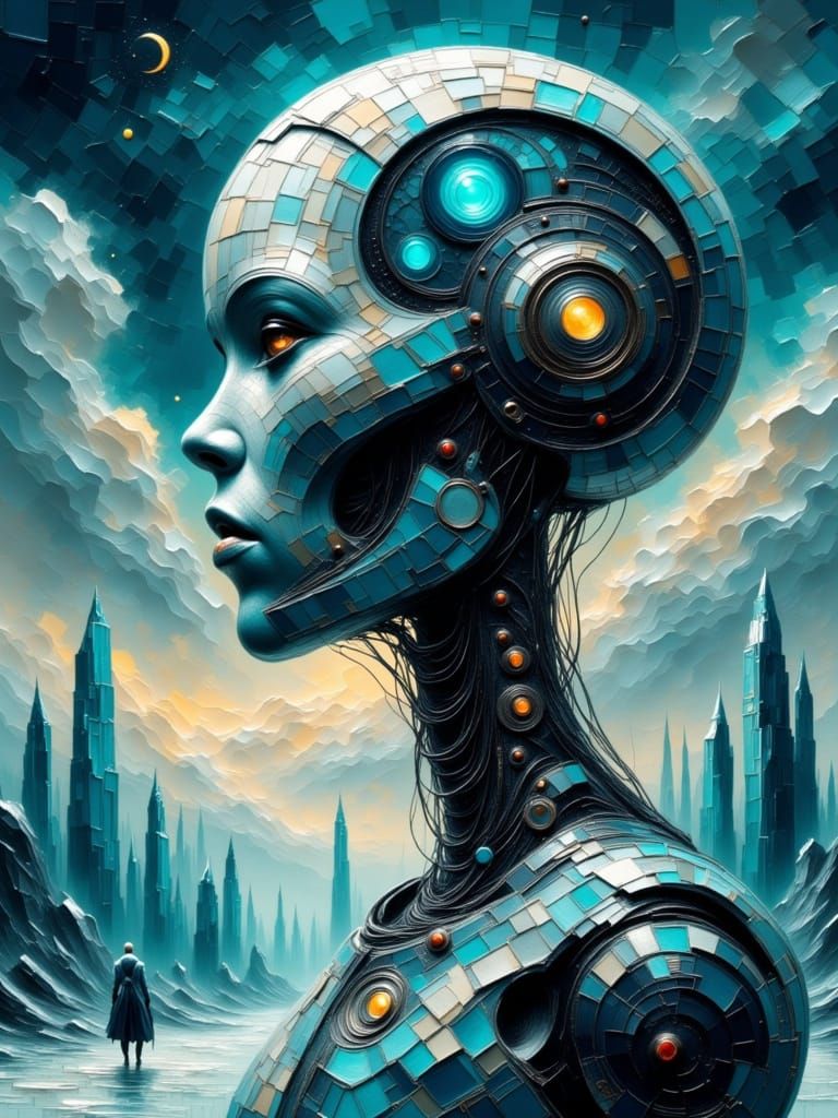 Surreal TV Head Still Life in Glass Desert