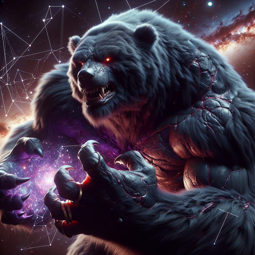 Universe-Sized Obsidian Werebear Crushing Constellation as M...