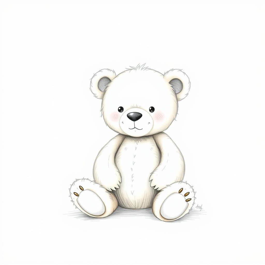 Whimsical Teddy Bear in Simple Illustrative Style