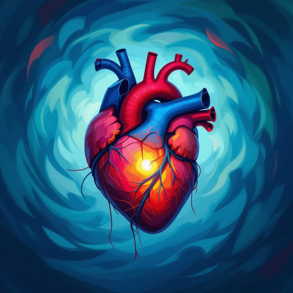 Luminescent Heart Woven with Creativity in Abstract Style