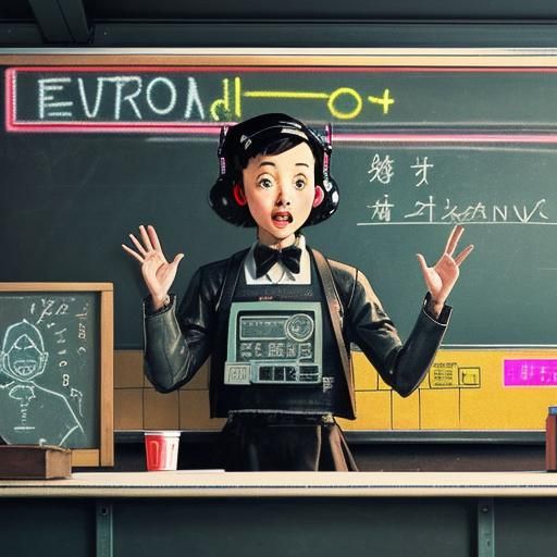 Robot Teacher in Rockwell Style Asks Question