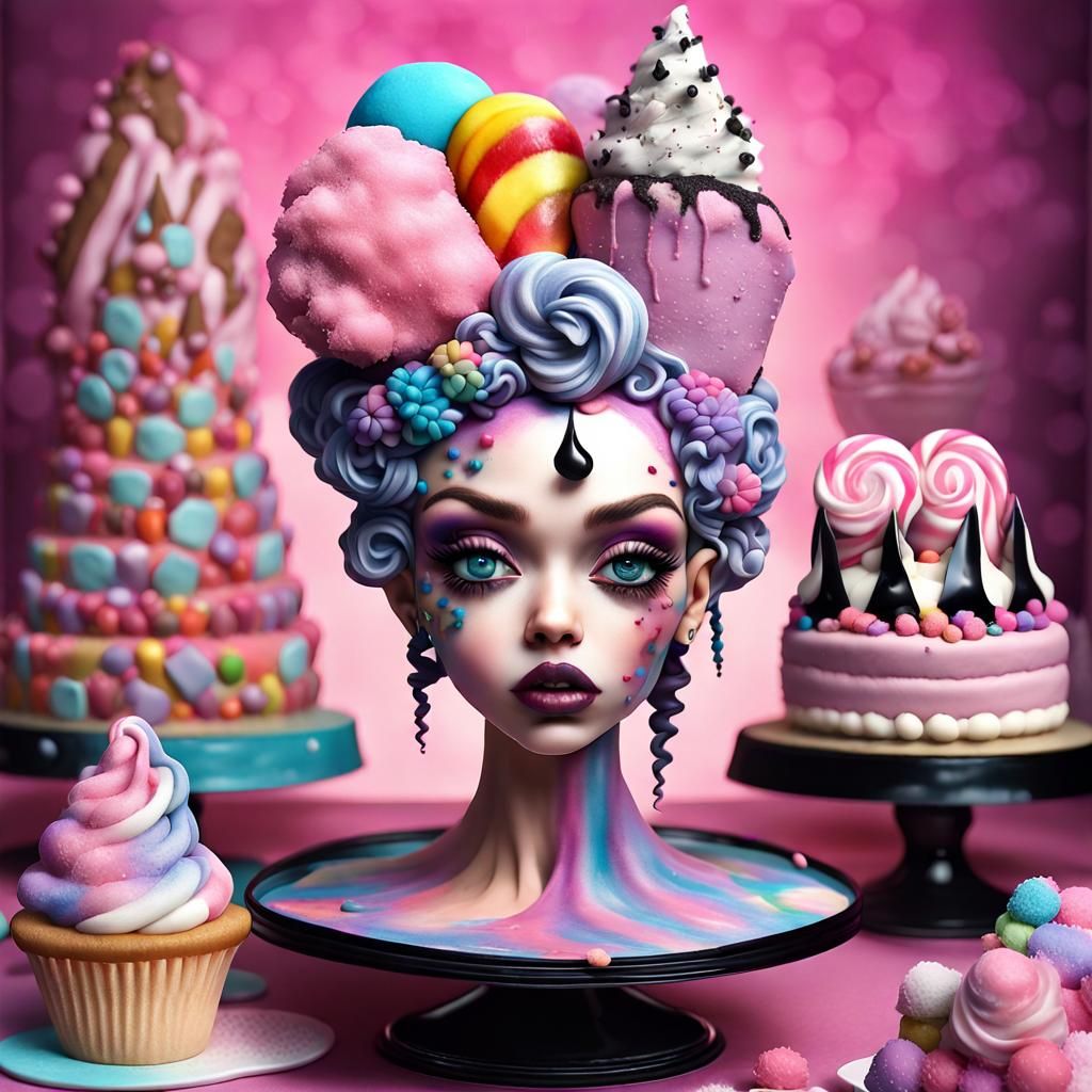 Gothic Candy Queen Sculpted from Cakes and Ice Cream