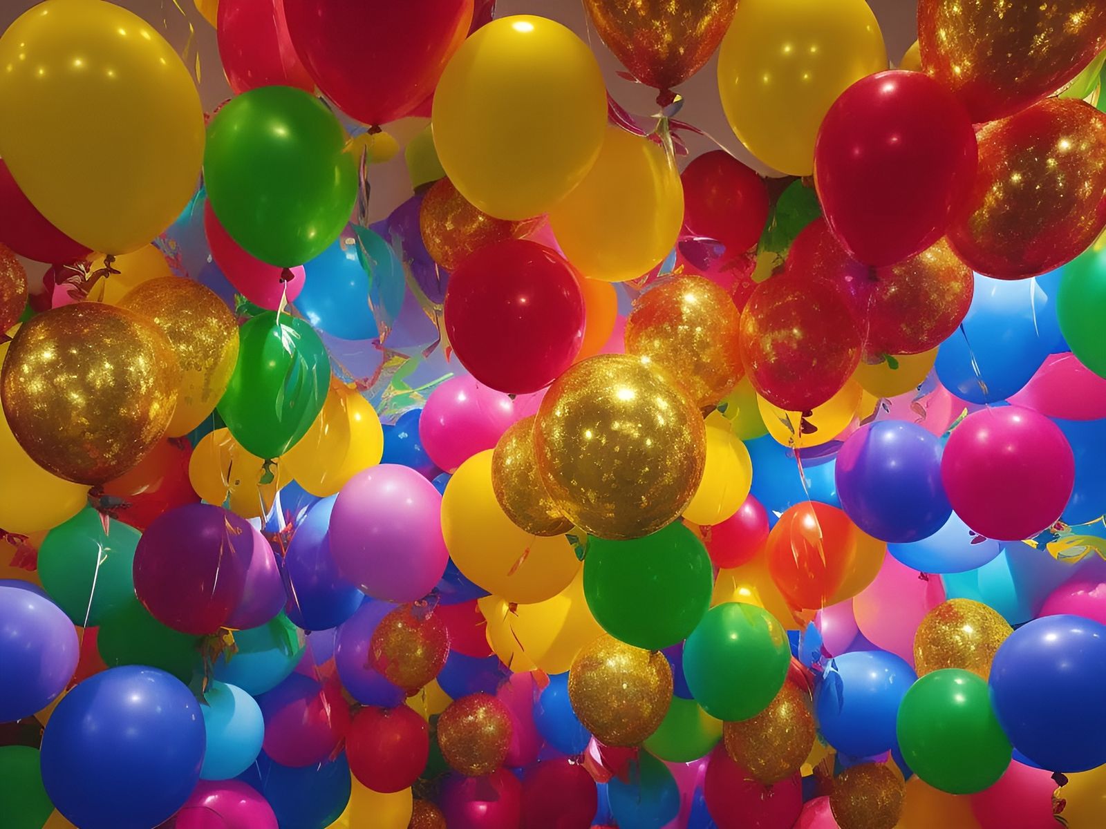 Colorful Birthday Balloons in Hyperrealistic Painting