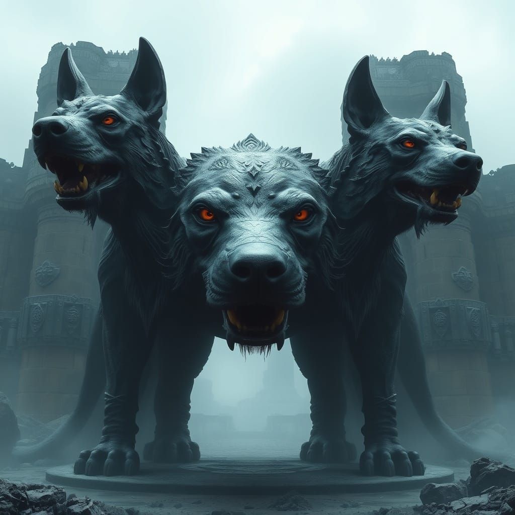 Three-Headed Dog Guarding Underworld Gates
